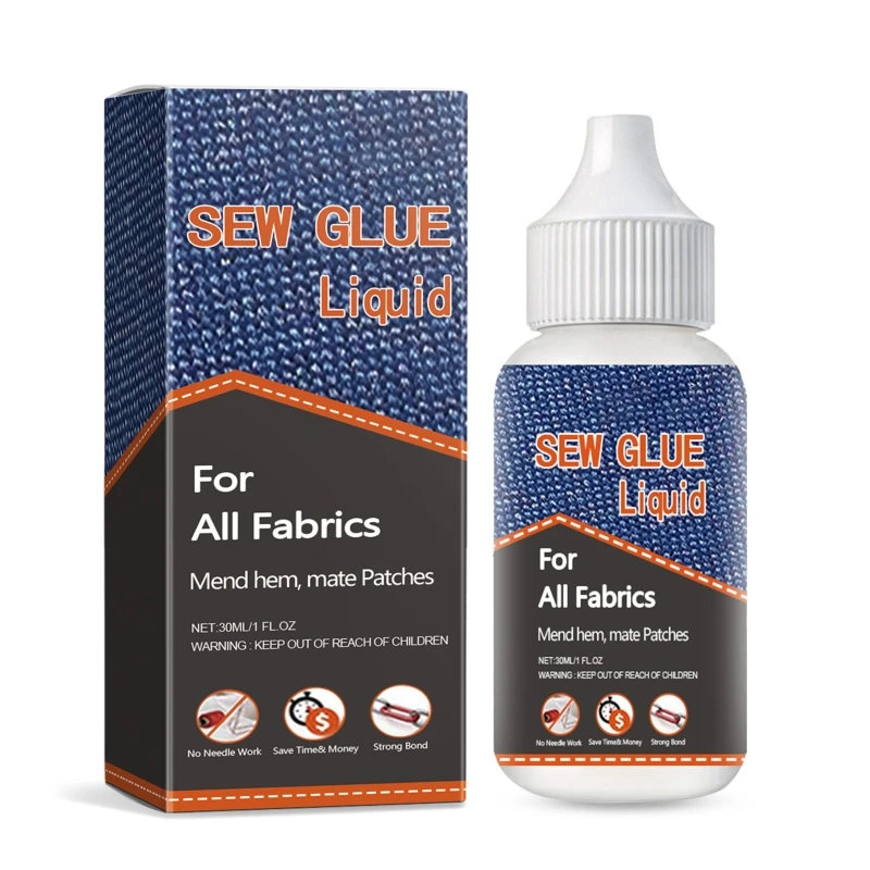 1.01oz Multipurpose Glues Clear Fabric Glues Quick Drying Clothing Repair Glues for Fabric, Leather Clothing Repair