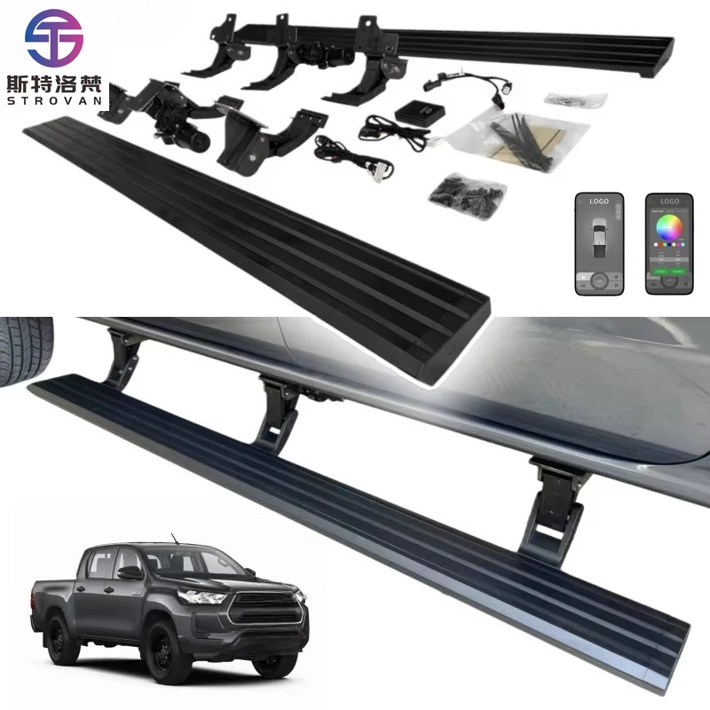 

STLF CLRAK 2020 2023 2024 Hilux Revo Vigo Double Cab Modern Off Road Automatic Running Boards Electric Side Steps with Lights
