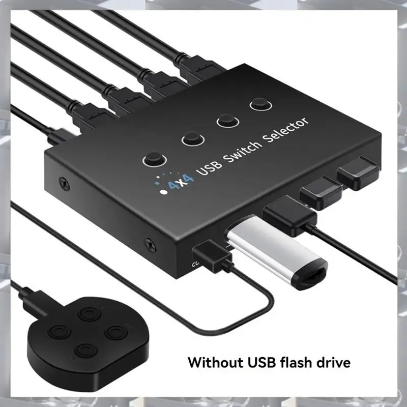 Hot Selling-4 In 4 Out KVM USB2.0 Switch Hub Adapter USB2.0 Printer Splitter Switcher For PC Laptop Keyboard Mouse Monitor,4 In