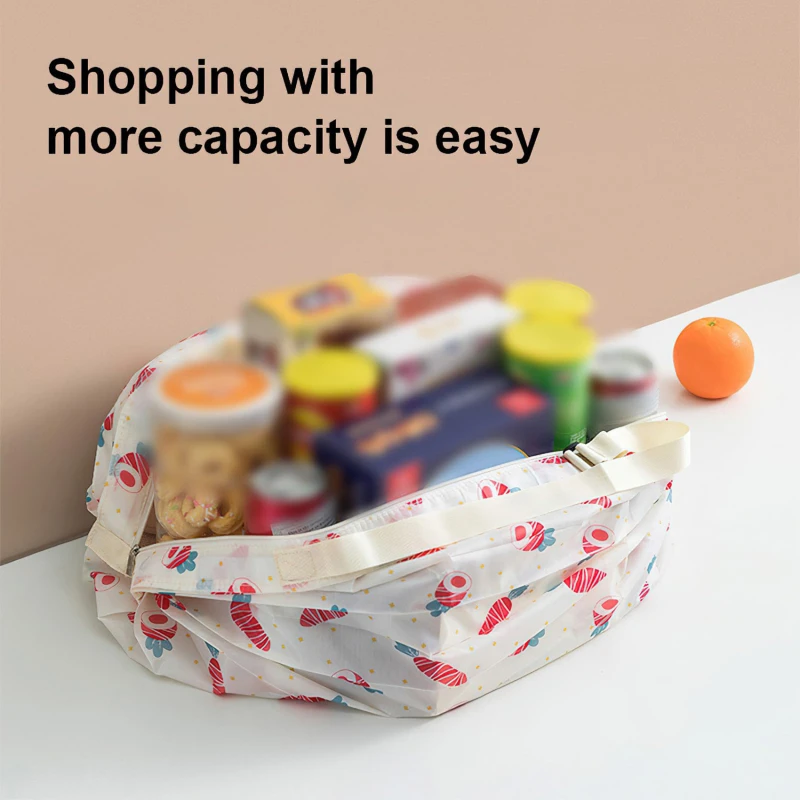 Big Eco-Friendly Folding Shopping Bag Reusable Portable Shoulder Handbag For Travel Grocery Fashion Pocket Tote