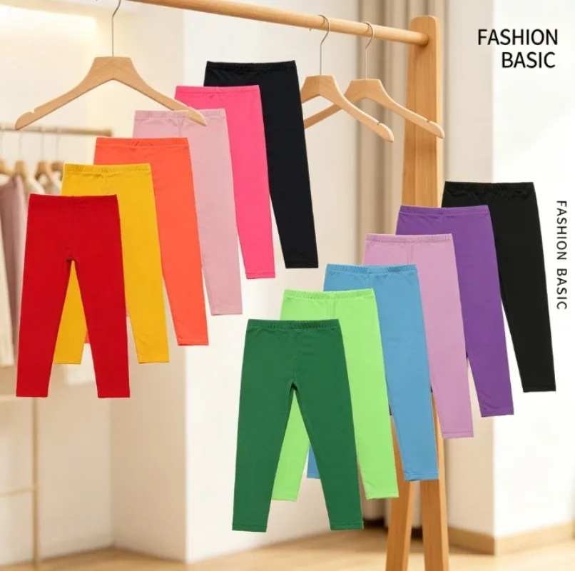 Girls Summer Leggings 3-12Y  Candy Color Milk Silk Pencil Pants Ultra Soft Thin Breathable Homewear for Daily Play  Sleepwear