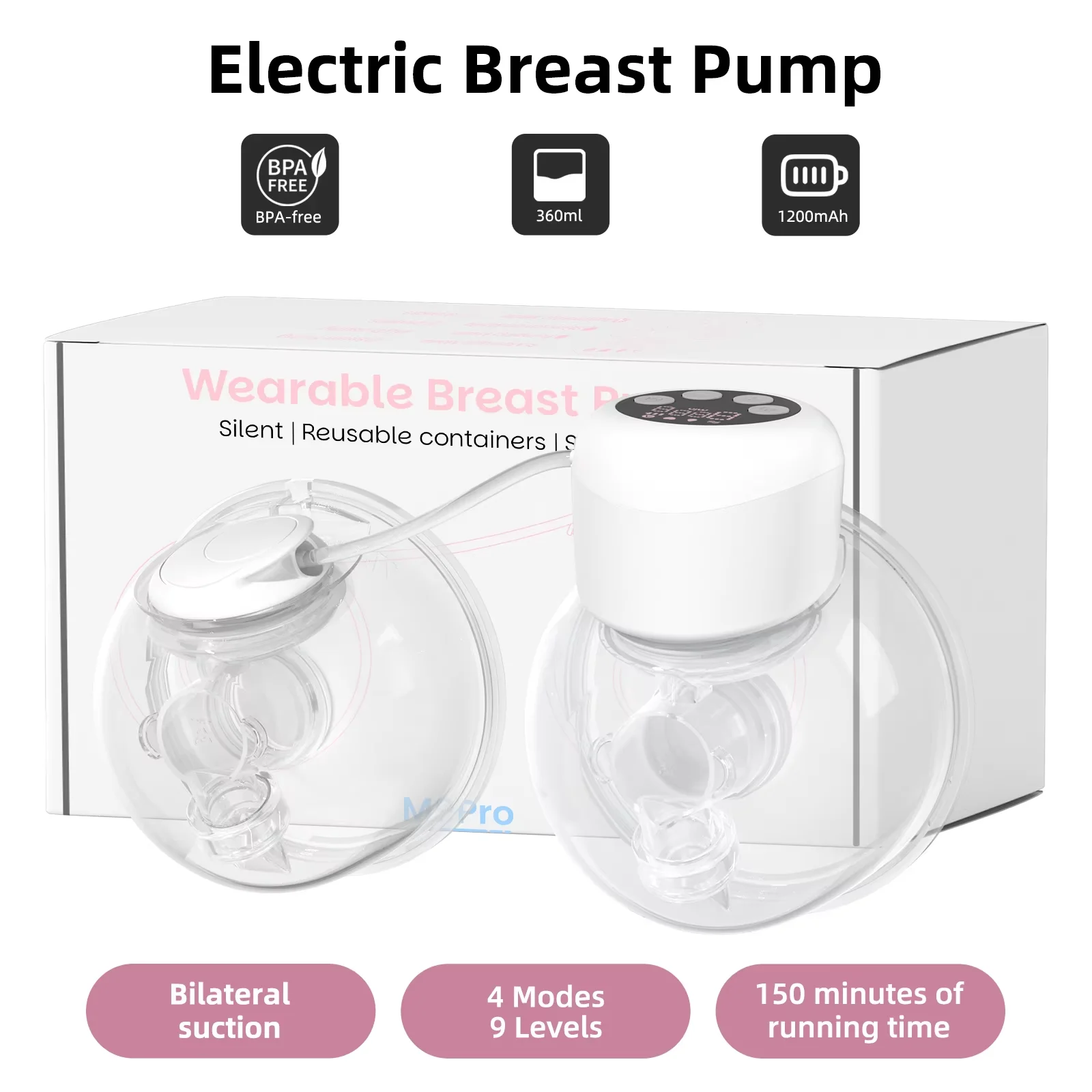 tire-lait-portable-2-en-1-mains-libres-tire-lait-electrique-confortable-avec-ecran-lcd-4-modes-et-9-niveaux-300-mmhg-max
