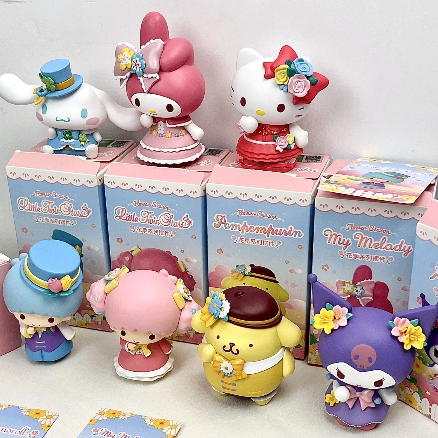 Venda quente autêntica sanrio primavera flor boneca minha melodia pequena estrela dupla cinnamoroll kuromi anime personagem dos desenhos animados kawaii t