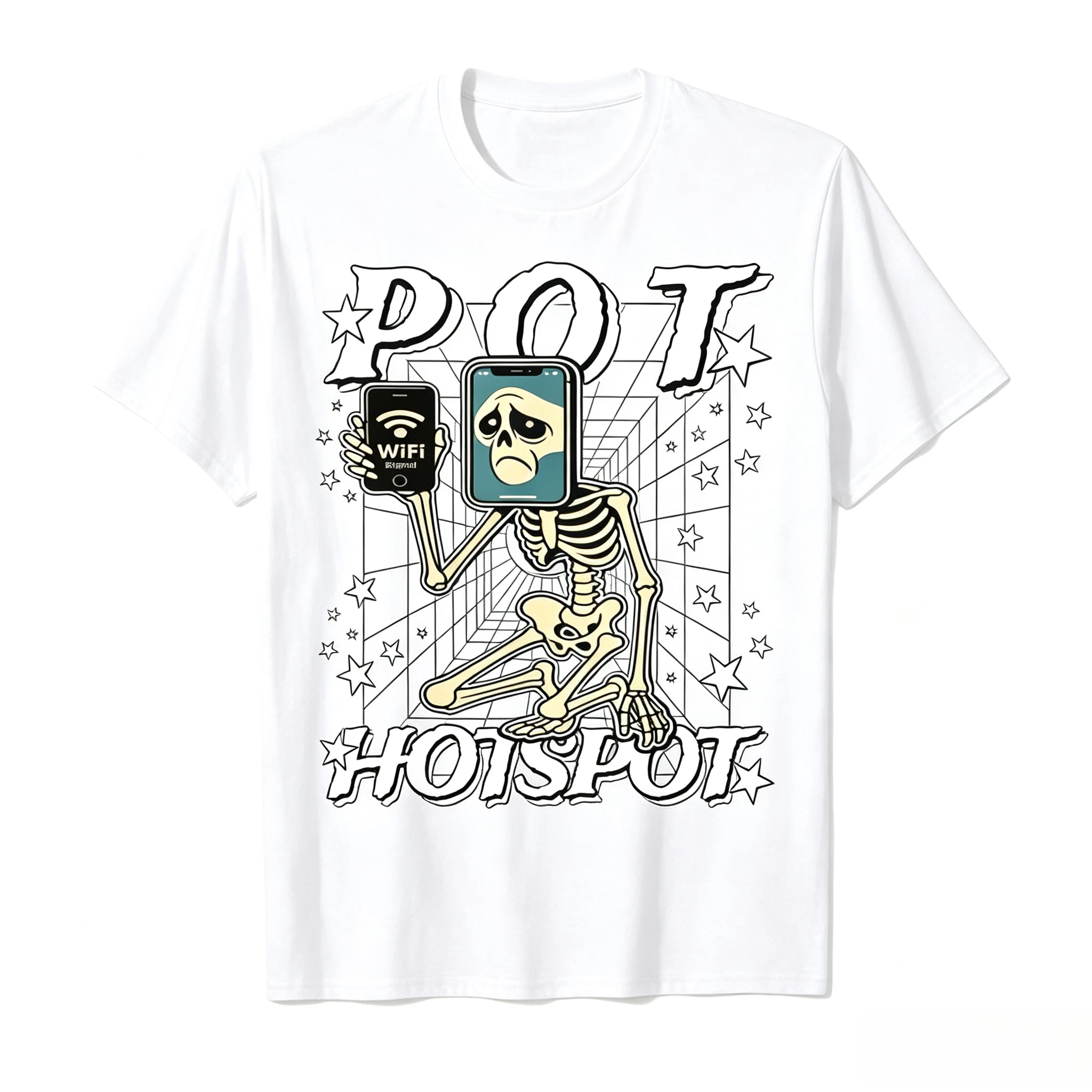 Pot Hotspot Halloween Italian Brainrot Skeleton Gen Z Meme T-shirt for Men and Women T-shirt Short-sleeved Top
