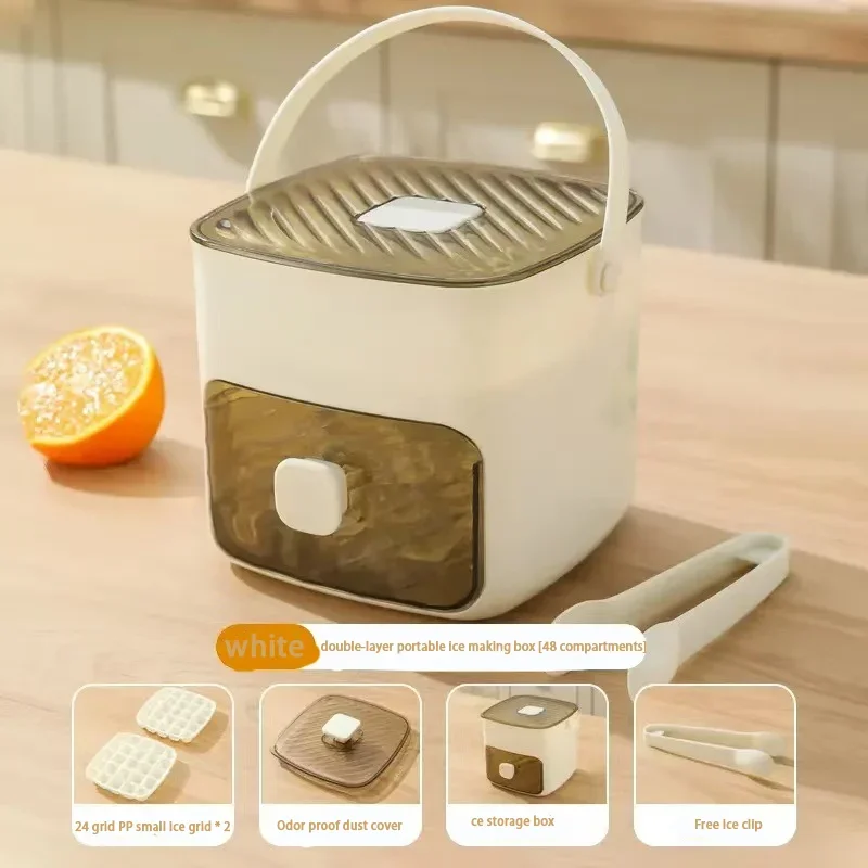 Boîte de stockage de glace Double couche avec couvercle, plateau à glaçons de grande capacité de qualité alimentaire, moule pour congélateur, bricolage, usage domestique et de cuisine