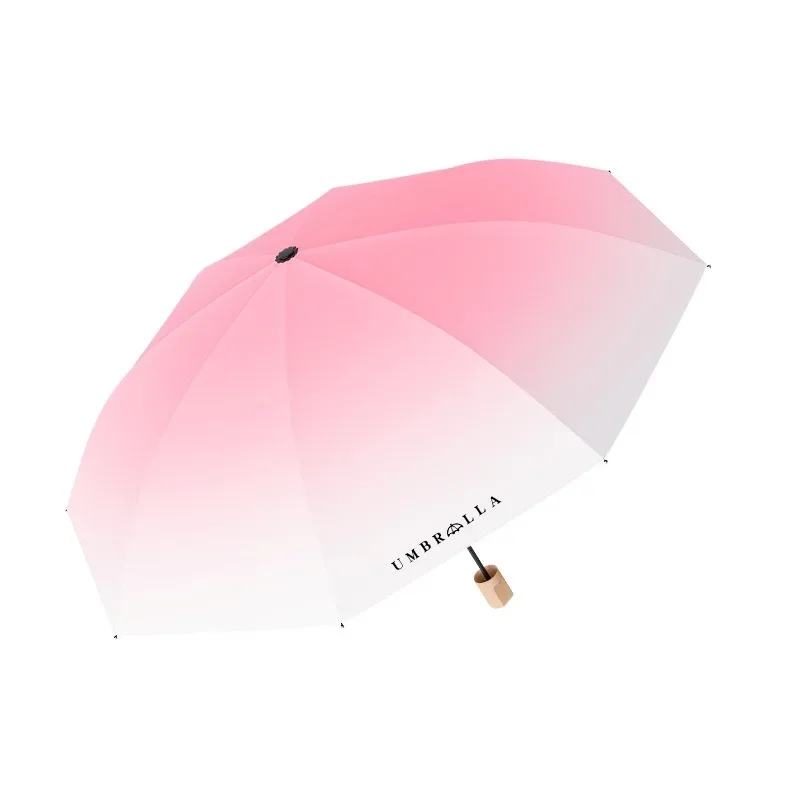 Gradient Color Change Umbrella Umbrellas Portable Folding Umbrella Large Parasol Raincoats for Rain Uv Women\'s 3-stage Holder