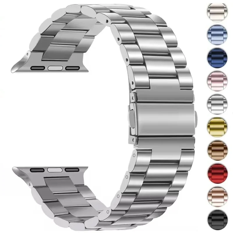 حزام من الفولاذ المقاوم للصدأ لساعة أبل باند 46 ملم 49 ملم 40/44 ملم 42 ملم 41 م/45 ملم سوار معدني IWatch Ultra2 Series 10 9 8 7 SE 6 5 4