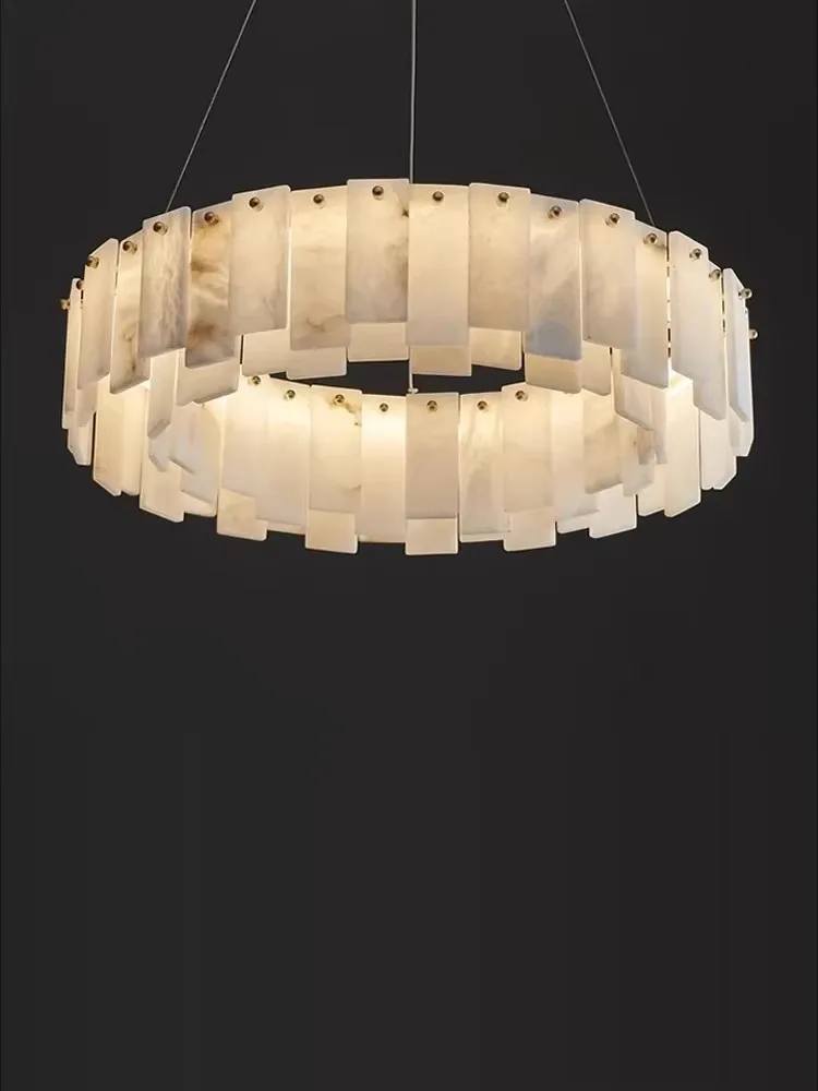 Modern Marble Natural Design LED Ceiling Chandelier Lighting Lustre fixture Hanging round Lamps For Living Room decorating items