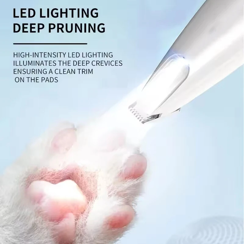 Pet Dog Electric Groomer Trimmer with LED Light Waterproof Pet Foot Hair Trimmer Low Noise Cat Dog Face Foot Ear Hip Paw Shaver gallery 2