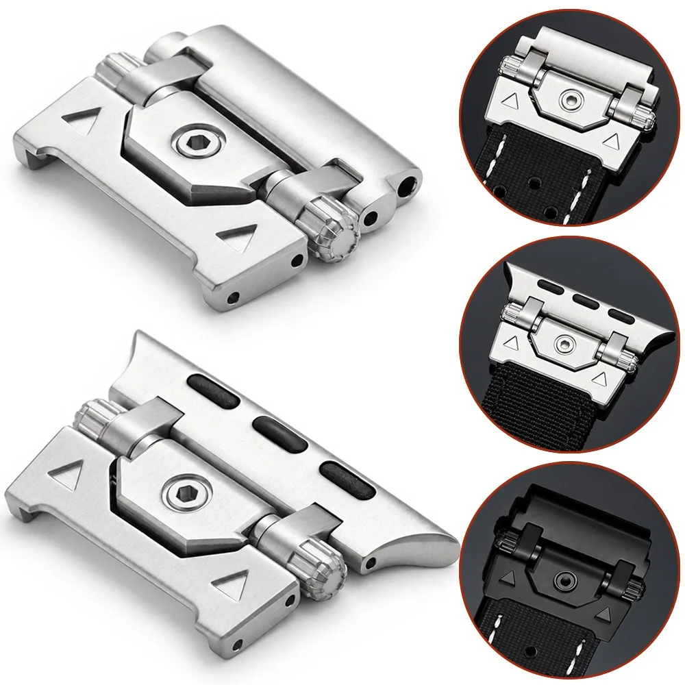 for Apple 42mm 49mm Stainless Steel Bands Lugs Metal Connector for Universal Flat End 20/22mm To 20mm Silver Black Watch Adapter