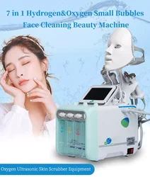 H2O2 6 in 1 with led mask oxygen facial machine hydro dermabrasion aqua peeling exfoliator ultrasound micro face cleaning beauty