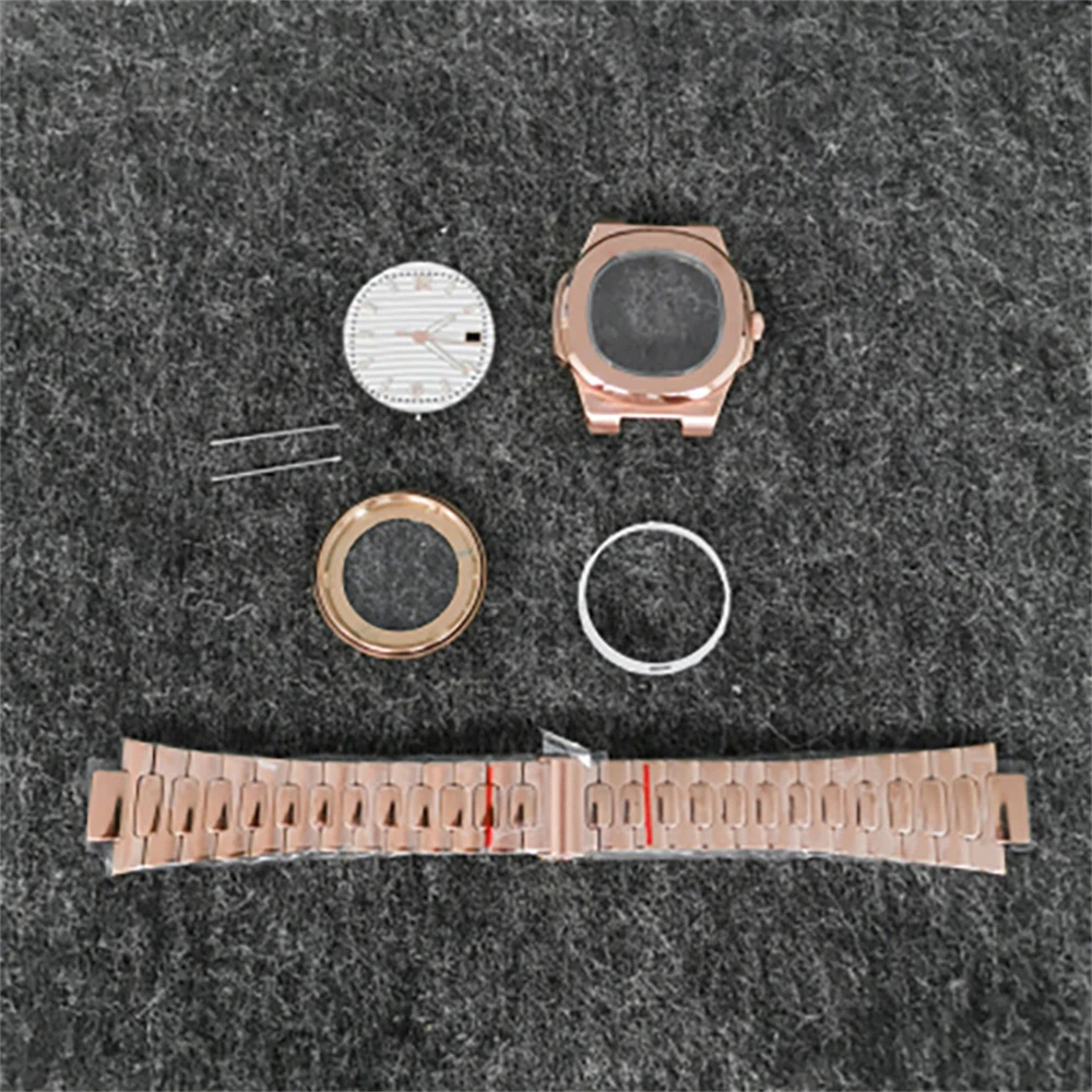 

New NH35 Case 41mm PVD Rose Gold Case Strap Dial Hands Set Sapphire Glass Watch Case for NH35/NH36/4R Movement Watch Accessories