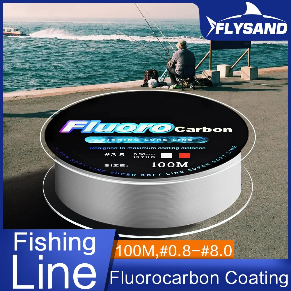 Flysand Angelschnur 4,13 m Fluor kohlenstoff beschichtung 34,32 lb-lb Kohle faser Mono filament Leader Line Karpfen Angeln Sink schnur