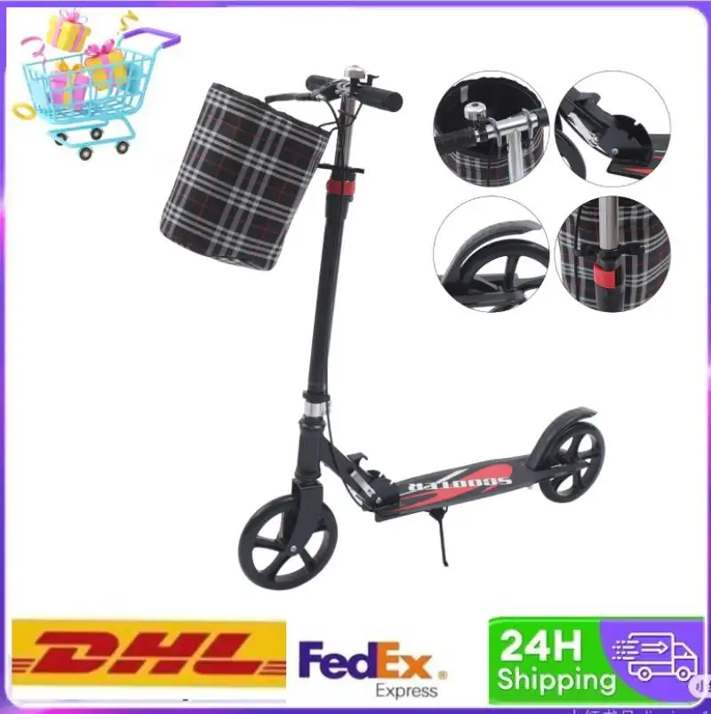 Scooter pliable pour enfant adulte Scooter 2 roues Scooter ville travail Scooter Campus pied Scooter charge 330.69 lb avec panier