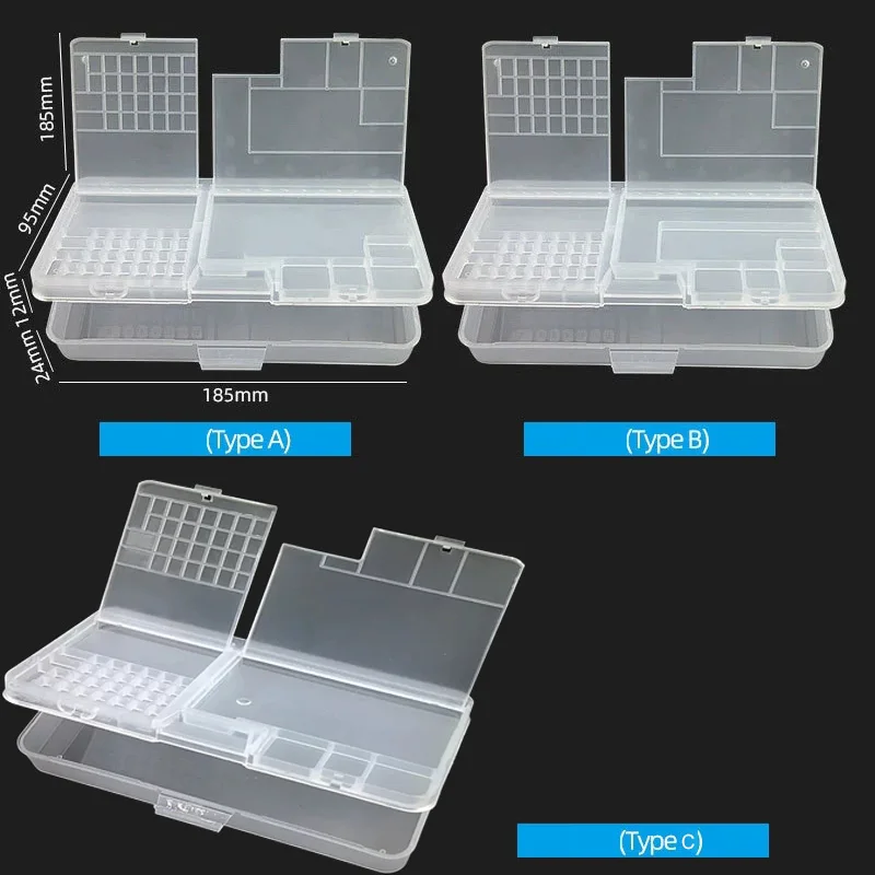 Double-layer Electronic Transparent Plastic Component Storage Box Screw Accessories  Phone Repair Motherboard IC Collector