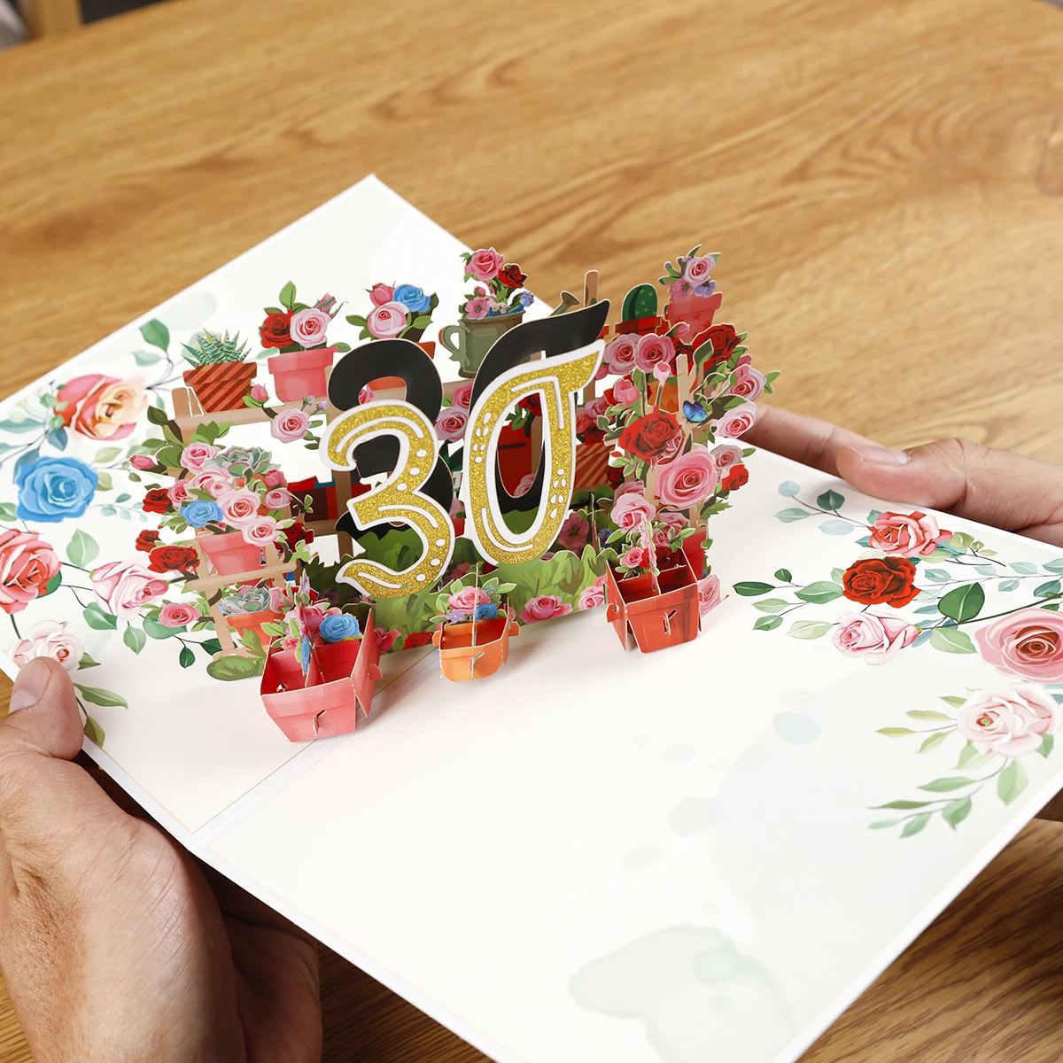 Nummer 1 - 100 Geburtstags-Pop-up-Karte, 3D-Grußkarten für Jubiläum und Hochzeit – Detail 10
