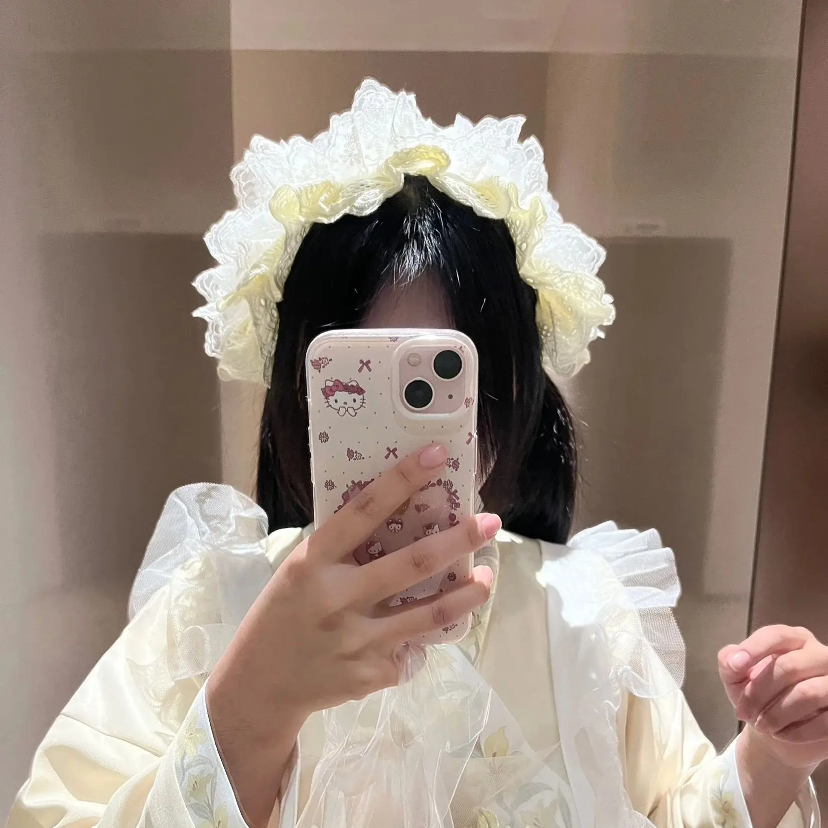 Original Double-layer Cotton Sweet Lolita Delicate Lace Bow Hair Band Japanese Girl Sweet Cute Versatile Lolita Hair Accessories