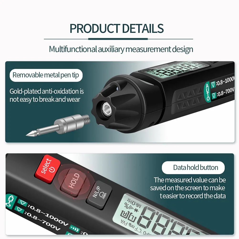 

Auto Power Off Digital Voltage Tester Pen Multi-Function Electric Non-Contact Voltage Meter Backlight Flashlight Short