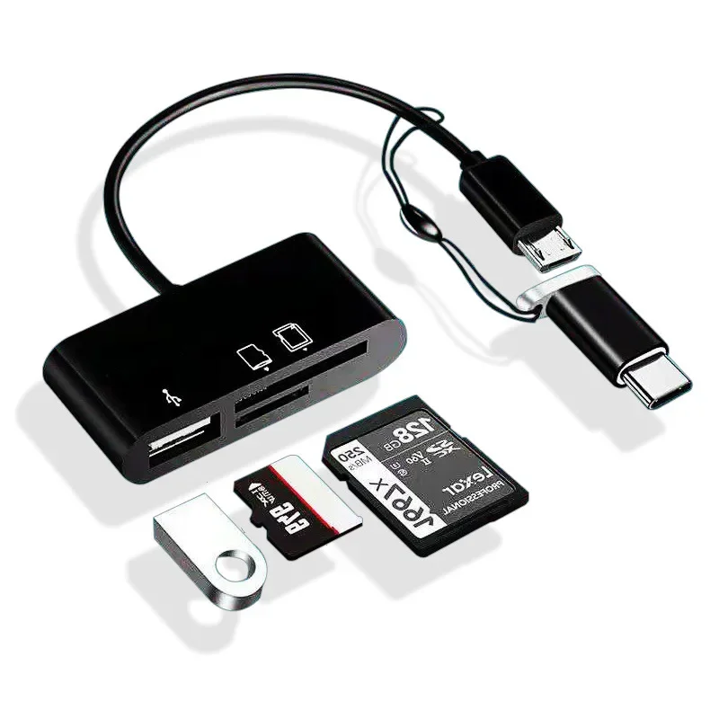 Adaptateur de lecteur de carte Micro SD/TF Type C vers SD OTG, câble USB, transfert de données pour téléphone portable Macbook, Samsung, Huawei