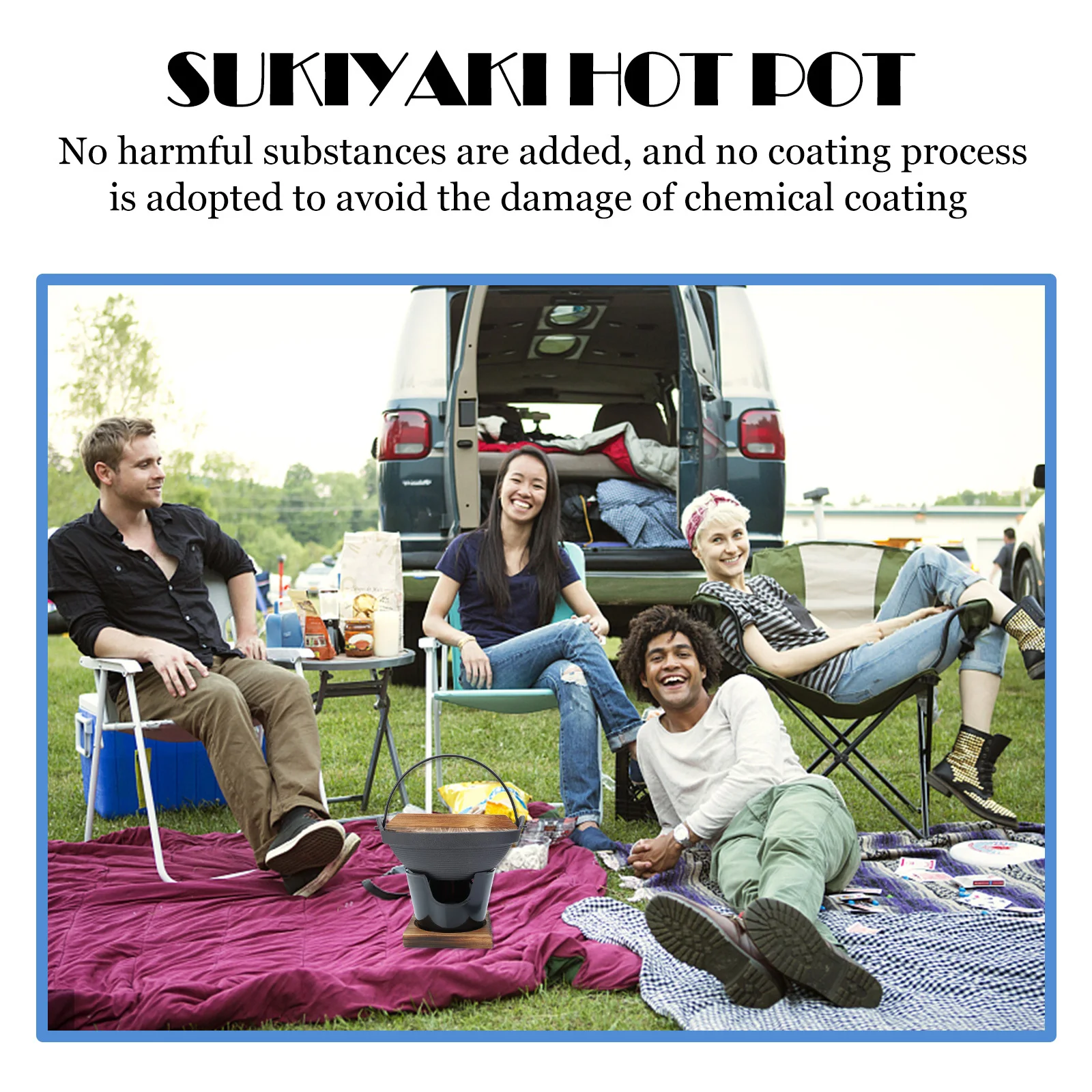 

1 комплект, чугунная кастрюля Sukiyaki, горячая кастрюля в японском стиле, устойчивая к высоким температурам, антипригарная кастрюля для кемпинга на открытом воздухе