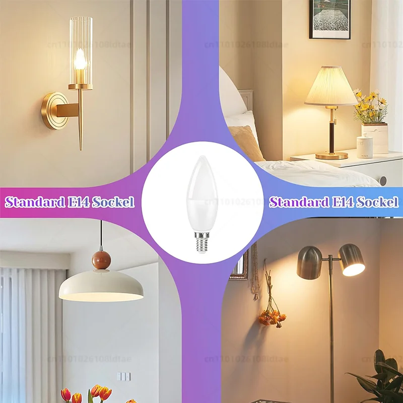 E14 Tuya WiFi الذكية LED لمبة ضوء شمعة 220 فولت 9 واط 7 واط 5 واط RGB عكس الضوء مصباح APP التحكم الصوتي يعمل مع أليكسا جوجل المنزل #3
