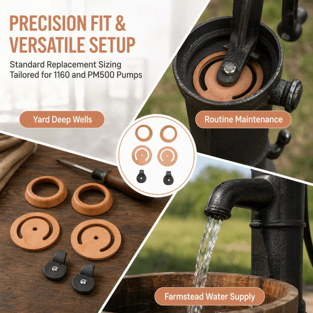 Lower Valve Cup Leather Hand Pump Repair Kit Check Valve Weight Pitcher Pump Cup Leathers Well Pump Parts Set Maintenance Kit