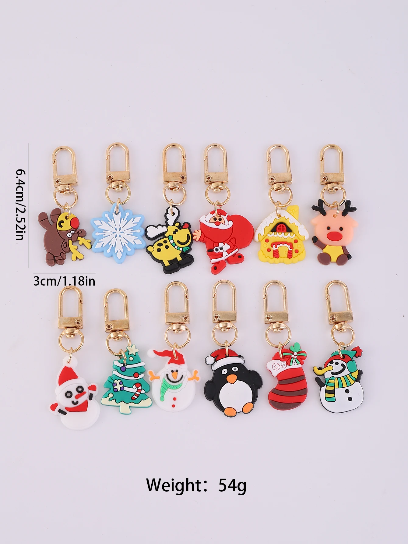 12 Stück PVC-Weihnachts-Schlüsselanhänger, Taschenanhänger, geeignet für Weihnachtsferien, kleine Geschenke, Geschenke für die Schulanfangssaison – Detail 3