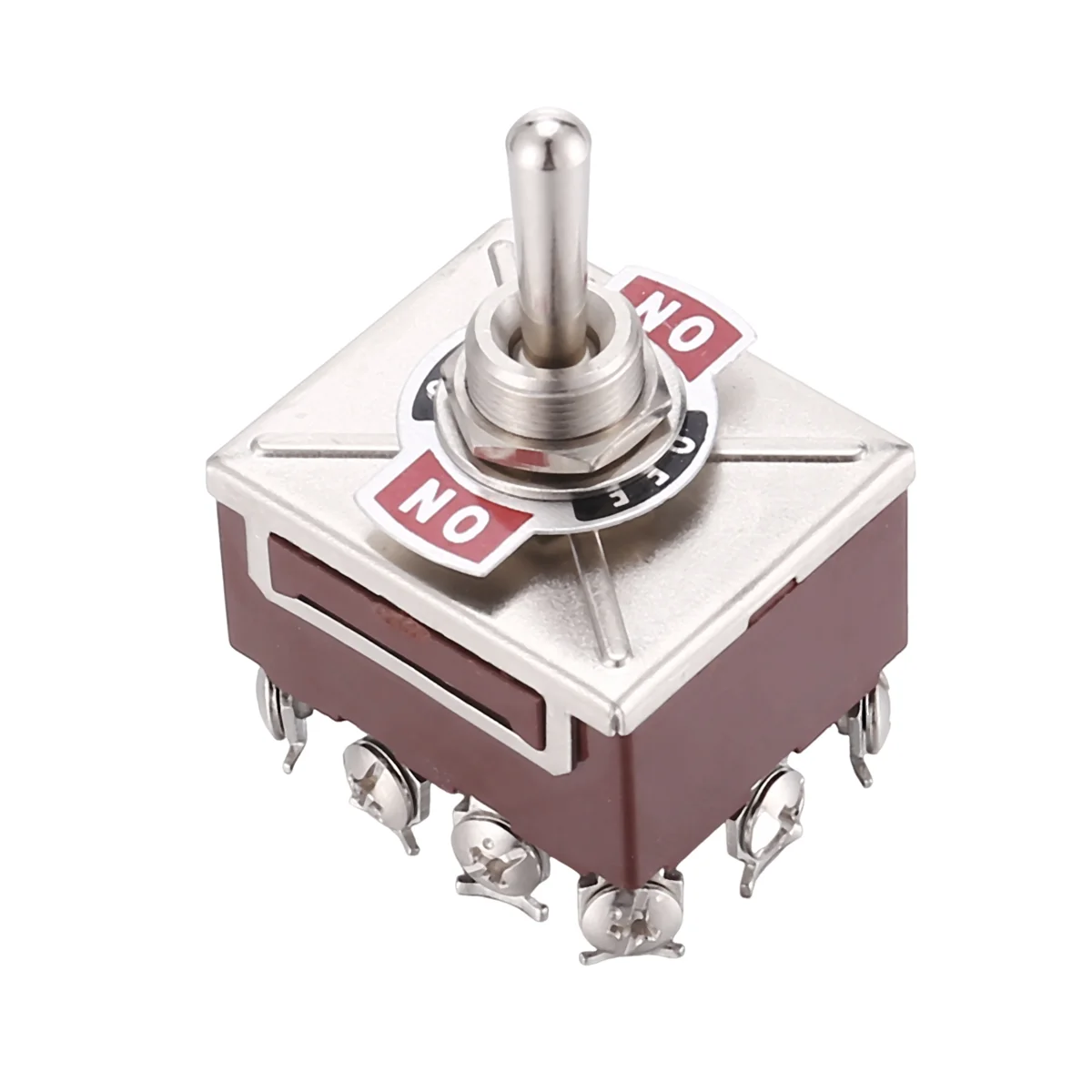 FLLF AC 380V 10A ON/OFF/ON 3 Posisi 12 Pin Menempel Saklar Toggle 4PDT