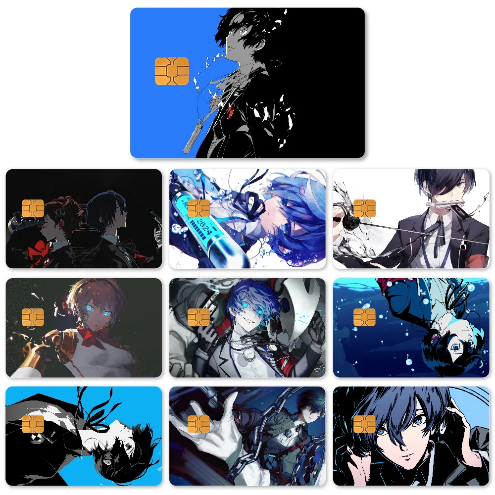 Game P-Persona 3 Stickers 4pcs PVC Card Skin Stickers for Bank Card Bus Metro Card Case Decorate Gift