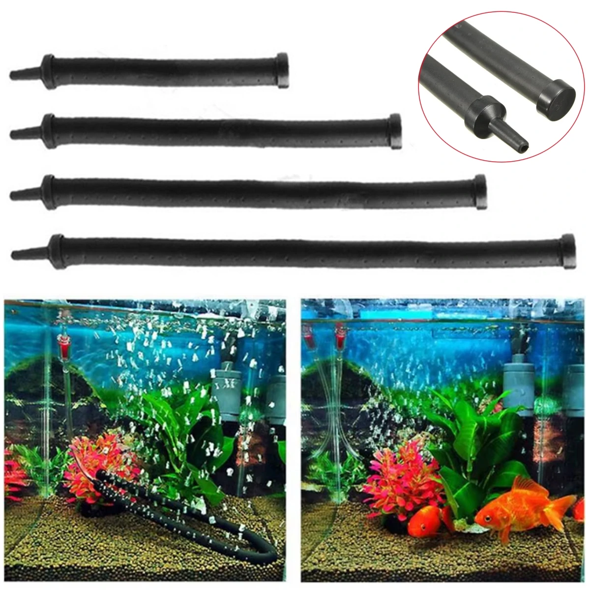 Aquarium Air Strip Hose Fish Tank Air Stone Bubble Bar Wall Curtain Tube Pump Oxygen Diffuser Tube 20-75cm Single/Double Heads