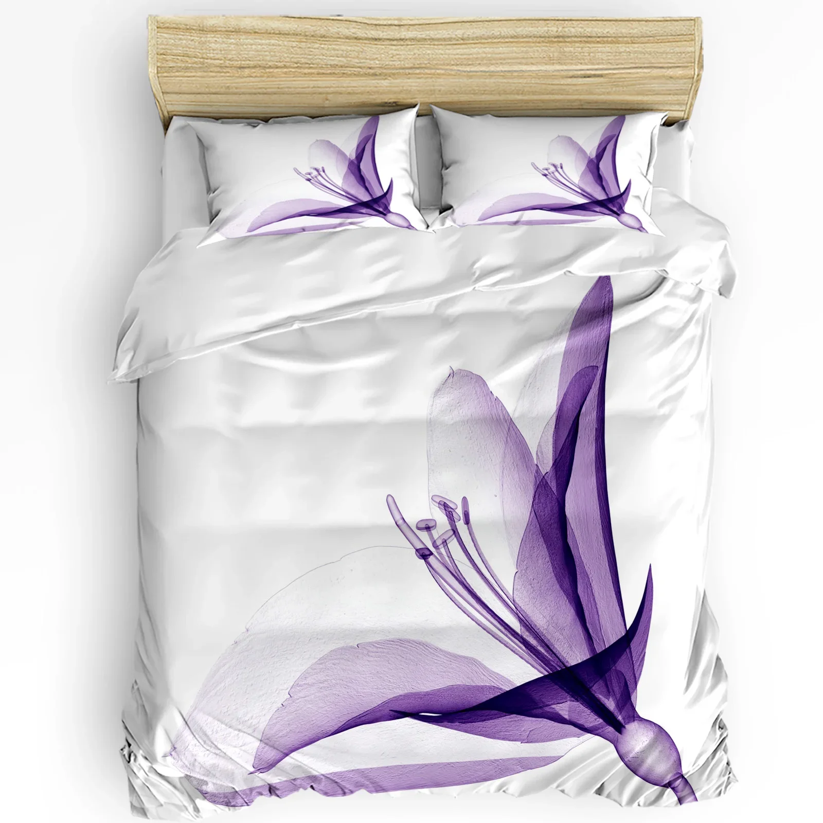 

Purple Flower Bloom Petal Art 3pcs Bedding Set For Bedroom Double Bed Home Textile Duvet Cover Quilt Cover Pillowcase