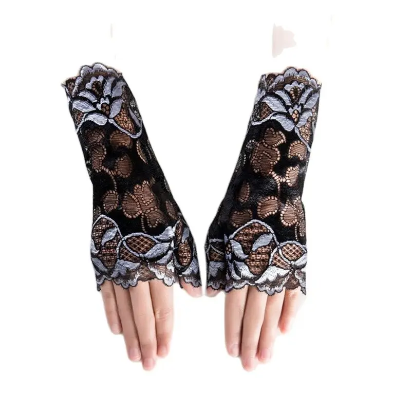 Sailor Lace Half Finger Gloves Sexy & Club Dance Slimming Scar Fingerless Semi-Gloves
