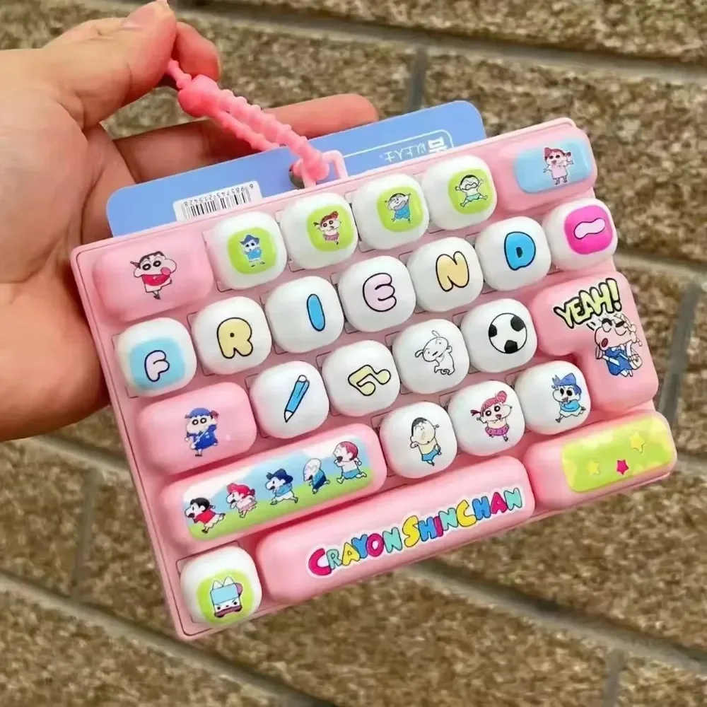 HOT! 26Key Crayon Shin-chan Keychain Clicker Keychain Bag Pendant Shin Chan 26-key Keyboard Clicker Toys Anti Stress 26키 키보드 클리커