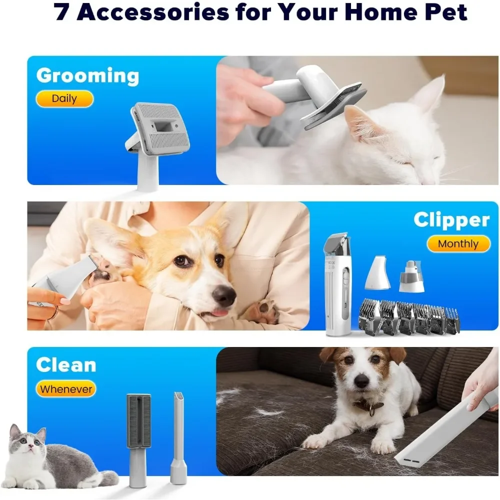 犬のグルーミングキット & 犬の毛掃除機 15000 Pa 強力な吸引ペットグルーミング掃除機はペットの毛の 99% を除去します