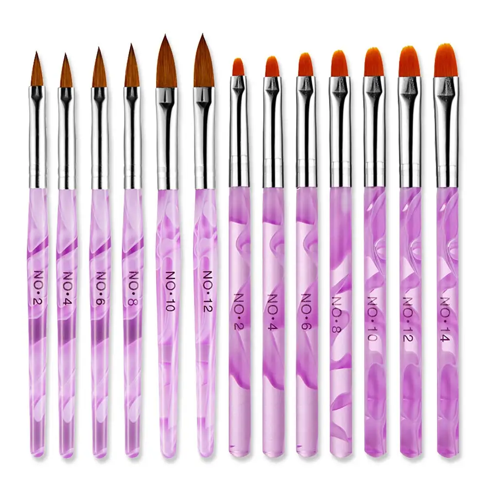 

13PCS Acrylic Nail Art Brush Set - UV Gel Builder Brushes Painting Kit Professional Nail Design Supplies DIY Nail Tools
