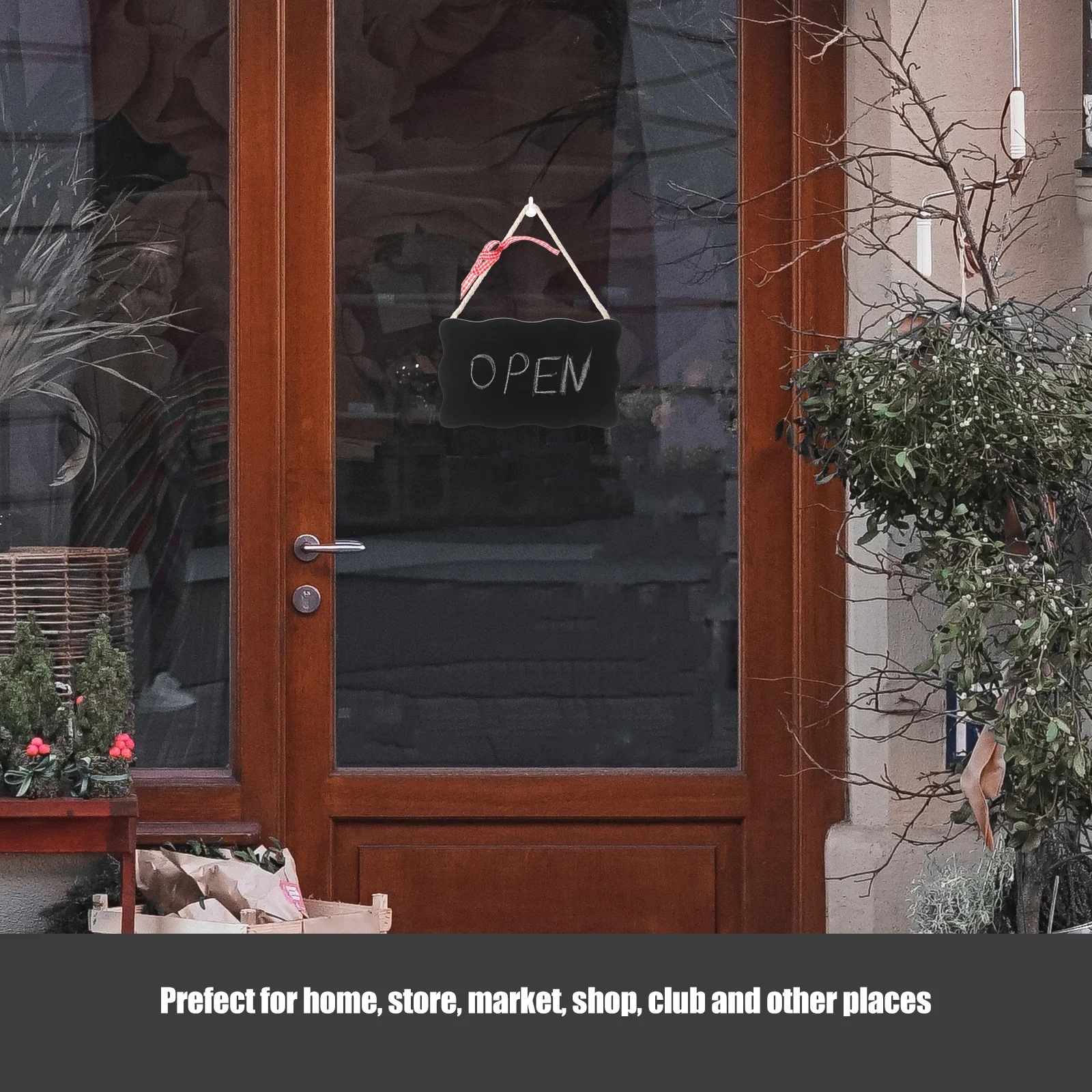 

Wood Chalkboard Welcome Door Card Mini Wooden Sign Home Decor Lightweight Sturdy String Plate Practical