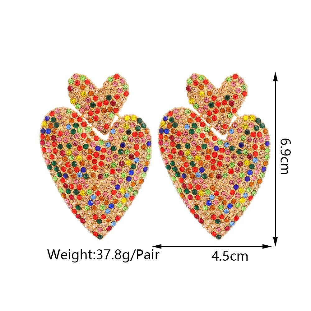 Ztech duże podwójne serce kolczyki dla kobiet 9 kolorów oświadczenie akcesoria kobiece Pendientes luksusowa biżuteria koreańska