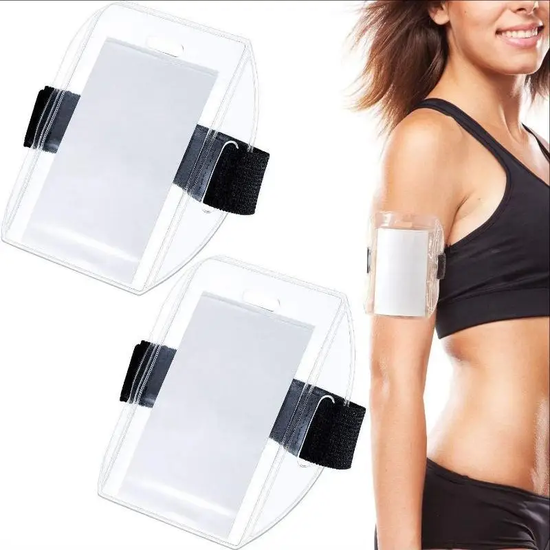 Plastic Card Holder Reflective Wristband ID Cards Holder Arm Adjustable ID Badge Elastic Arm Band ID Badge Holder