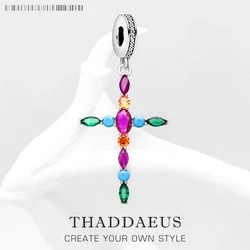 Colorful Cross Dangle Charm Europe Style Club Good Jewelry Bohemia Women Girls Gift In 925 Sterling Silver