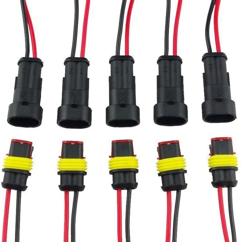 

5 Pair 2 Pin Electrical Connectors Car Connectors With Cable For Motorcycle, Scooter Marine