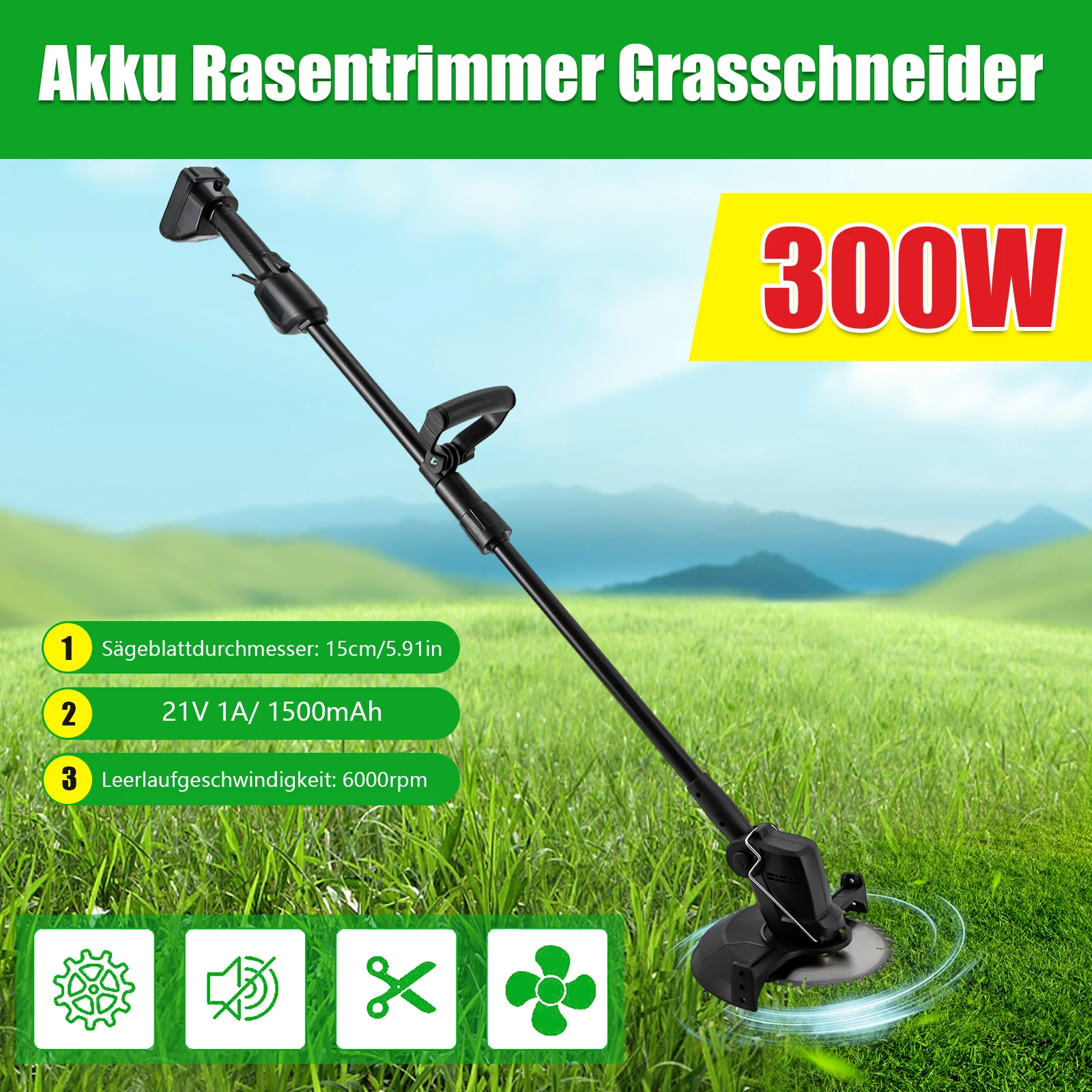 Hand Held Electric String Trimmer and Lawn Edger Grass Trimmer with Adjustable Head and Handle Cordless Trimmer Kit wi