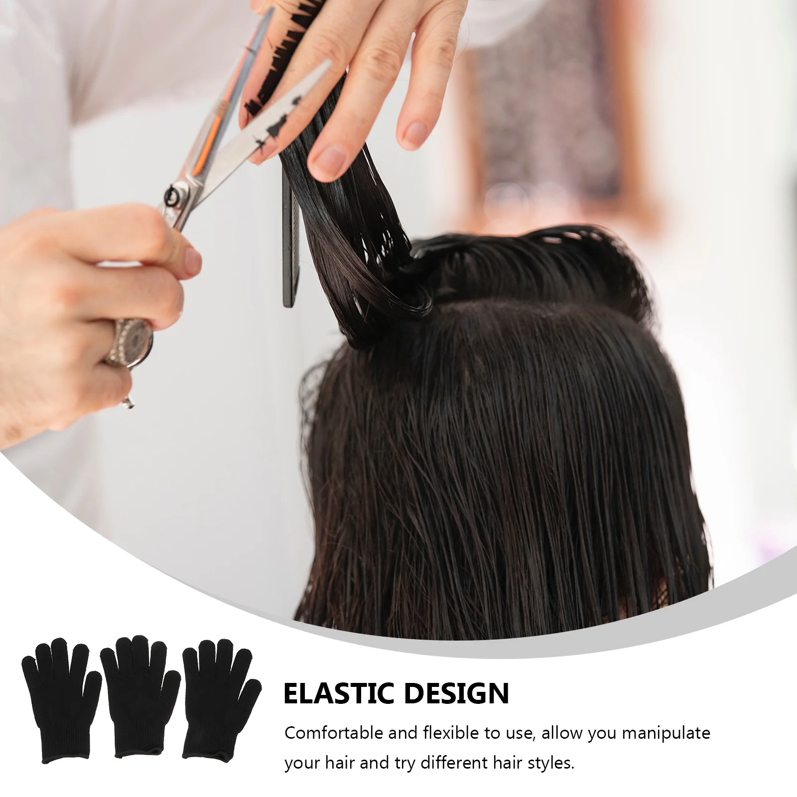 

3pcs Heat Resistant Gloves Black High Temperature 200C Protection Hair Styling Curler Straightener Insulation Supplies