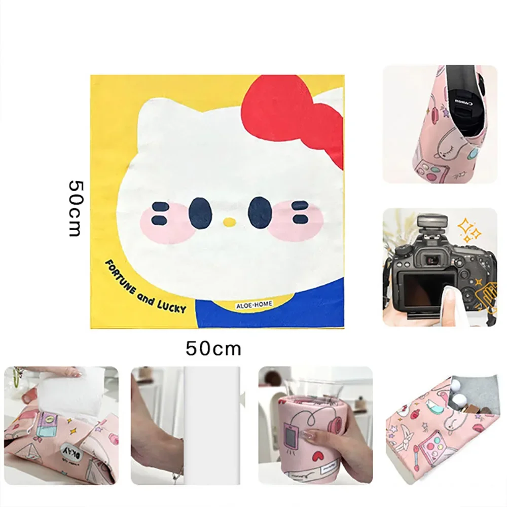 Sanrio Hellokitty Hundred Patch Magic Adhesive Cloth Kawaii Anime Camera Wrap Makeup Bag Self-adhesive With Hundred Sticks Gifts