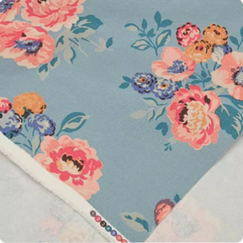 Canvas fabric with flower print, 100% cotton, handmade, DIY bag, sofa, pillow, back cushion, sewing, CR-1955