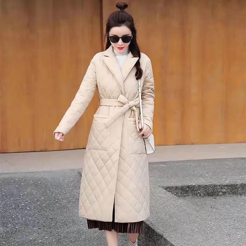 2025 New Winter Parkas Long Down Cotton Jacket Women Korean Female Casual thin Warm Windproof cotton Clothes Loose Overcoat T745