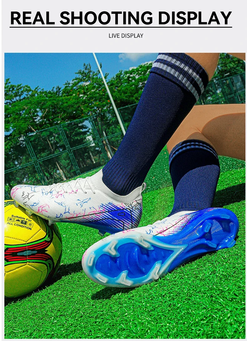 Neue Herren-Fußballschuhe FG Hochwertige Stollenschuhe Rutschfeste Sneakers Fußballschuhe Training Großhandel Dropshipping Unisex Erwachsene – Detail 12