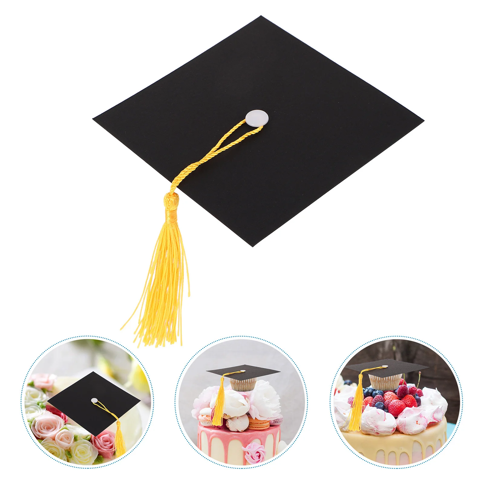 

20Pcs Graduation Cap Cupcake Toppers Black Doctoral Grad Hat Tassel Unique Chocolate Decorations Graduation Party Favors