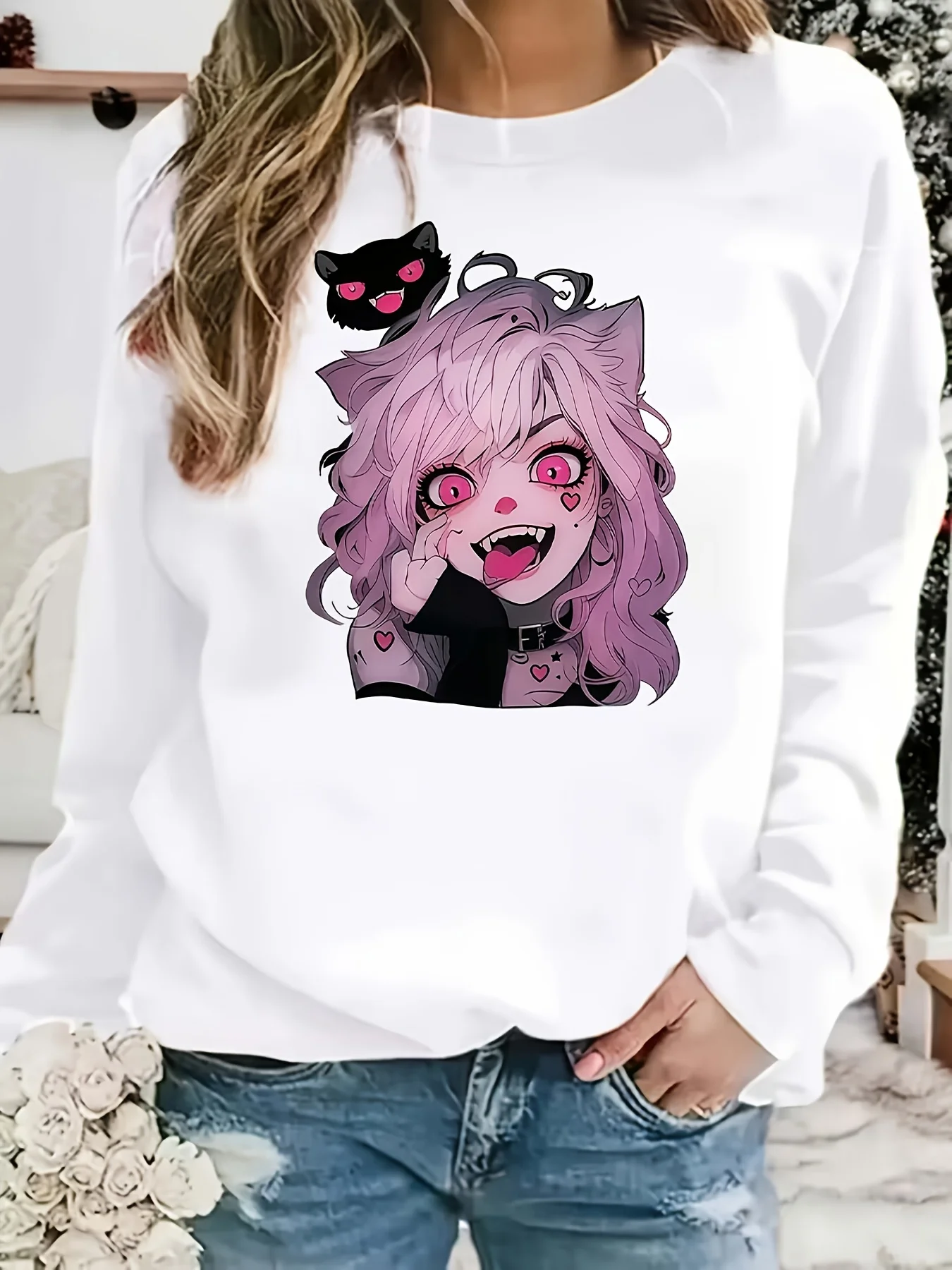 

Cute Girl Graphic Printing Autumn and Winter Pure Cotton Men's and Women's Sweatshirts Outdoor Sports Leisure Fashion Trend