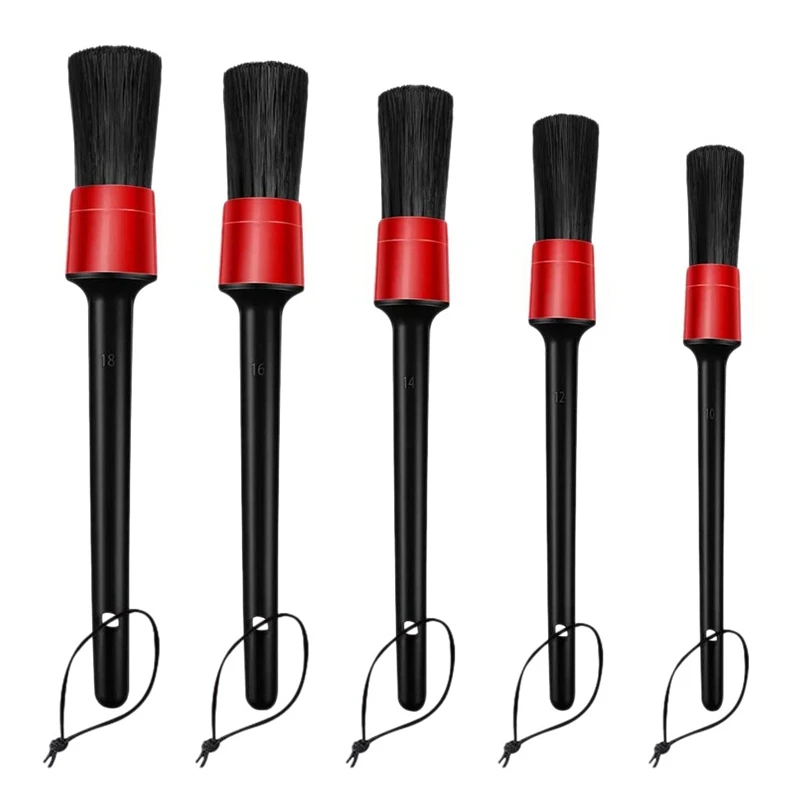 

Car Detail Brush Auto Detailing Brushes Set - 5 Different Sizes Mixed Fiber Plastic Handle Car Cleaning Tools Kit