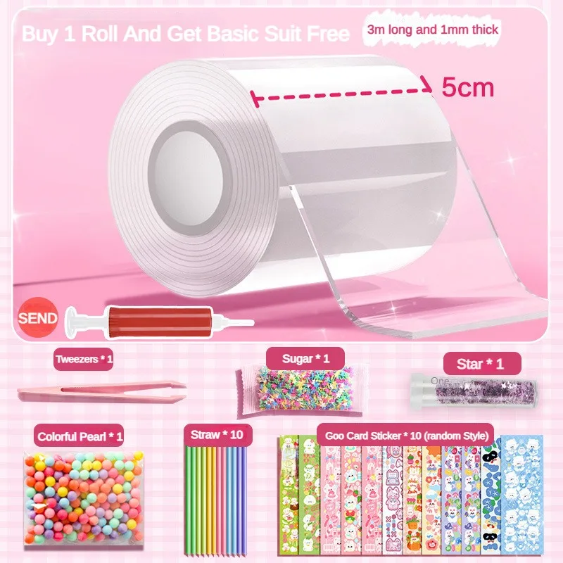 Nano Tape Bubble Set DIY Handmade Toy Set Crystal Mud Pendant Making Accessories Multiple Gameplay Options Cream Adhesive Guka